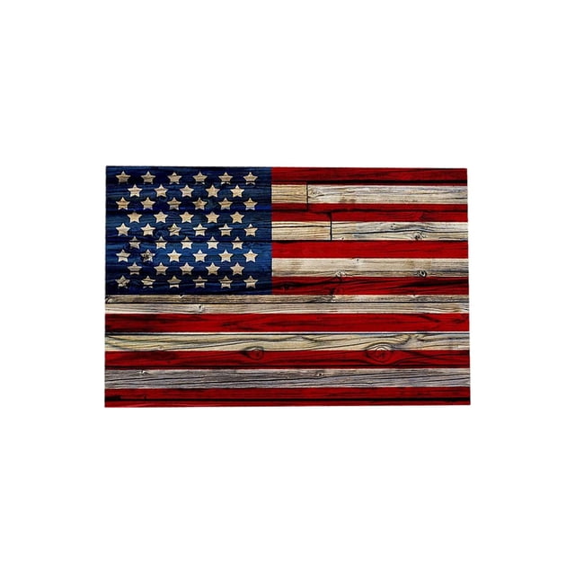 SIYTUAU Independence Day Floor Mat With Patriotic Flag Pattern For Patio Doorway And Garden Decoration Non Slip Backing And Washable Polyester Material Rug 23.62 X 15.75 Inches