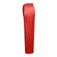thumbnail image 5 of Delayuji Women's Satin Wide Leg Pants Fashion Casual Solid Color Elastic Waist Drawstring Pant Trousers Lightweight Palazzo Beach Vacation Clothes Work Wear Loungewear, 5 of 5
