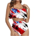 thumbnail image 1 of Trajes de baño Amzcrzy Tankini para mujer, trajes de baño, traje de baño de bikini con control de abdomen, conjunto de traje de baño con volantes para mujer, multicolor, L, 1 of 5
