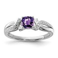 thumbnail image 3 of 925 Sterling Silver Rhodium Plated Amethyst Diamond Ring Size 6, 3 of 6