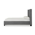 thumbnail image 5 of Modus Furniture Palermo Upholstered Wingback Platform Bed in Dark Stone, 5 of 6