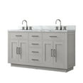 thumbnail image 4 of Abbey 60 in W White Oak Double Vanity, Carrara Marble Top and Faucet Set, 4 of 6