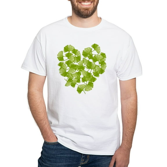CafePress - Ginkgo Leaf Heart White T Shirt - Men's Classic T-Shirts