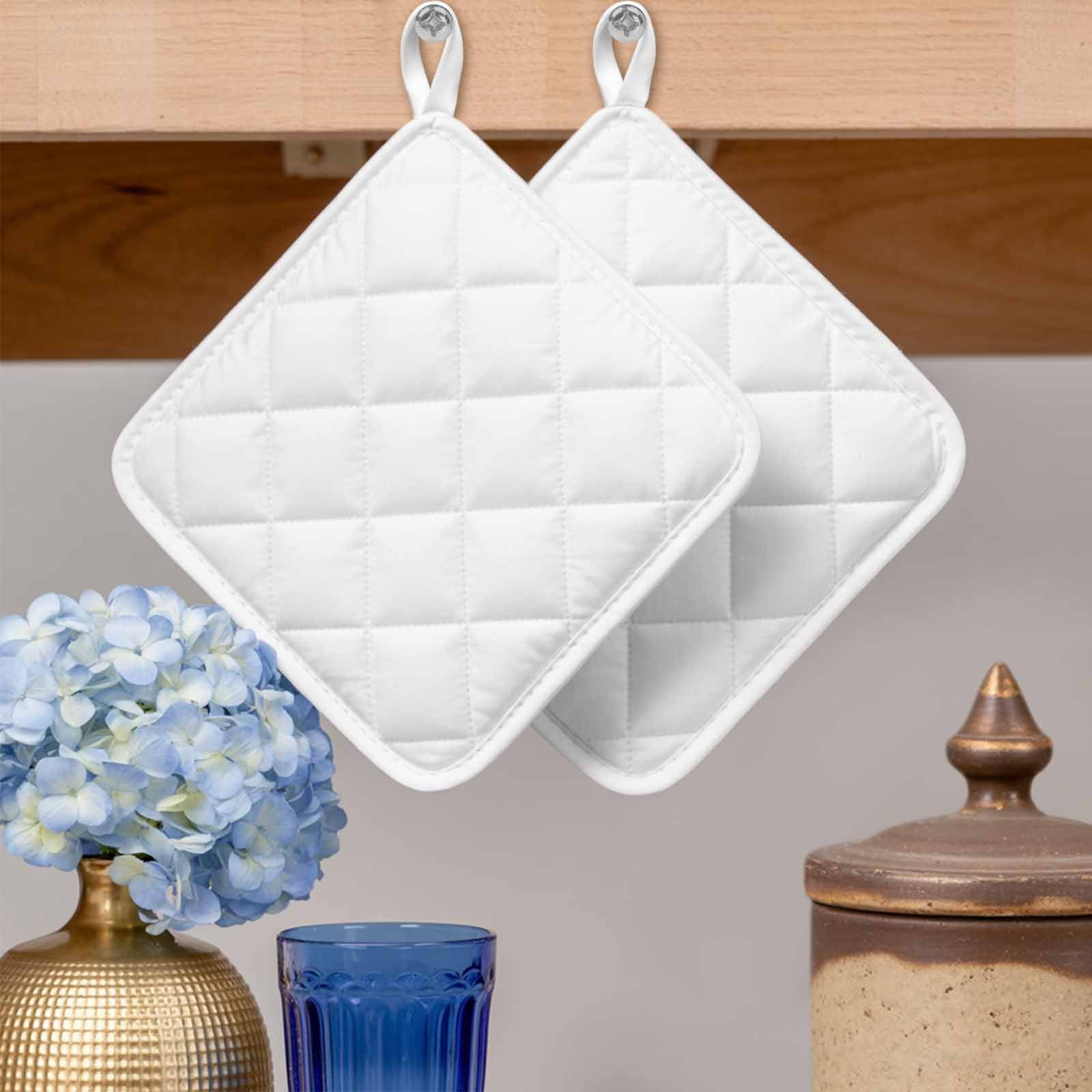 White Pot Holders for Kitchen Heatproof Potholder, 3 Pack Modern Simple White Backdrop Hot Pads Multipurpose Oven Pads Cloth Potholders Trivet for Cooking Baking