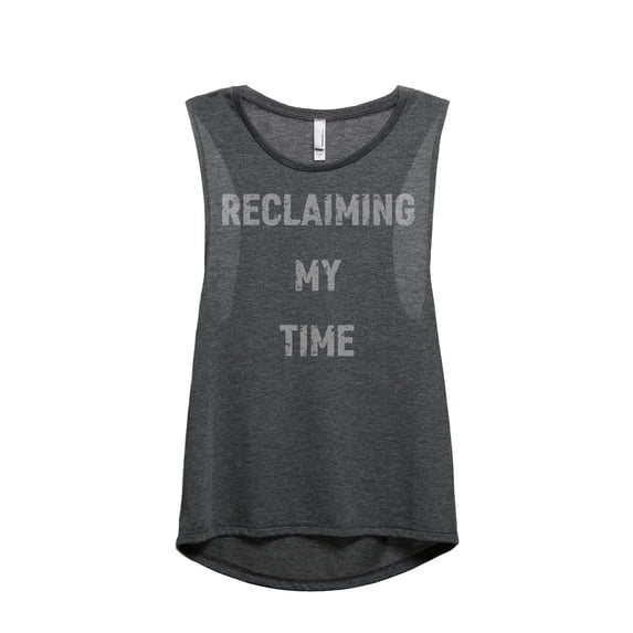 Reclaiming My Time Women's Fashion Sleeveless Muscle Workout Yoga Tank Top Charcoal Grey Medium
