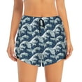 thumbnail image 2 of Gukieu A Japanese Great Wave Print Women's Sports Shorts with Drawstring Elastic Waistband for Running, Yoga, Fitness-X-Large, 2 of 7