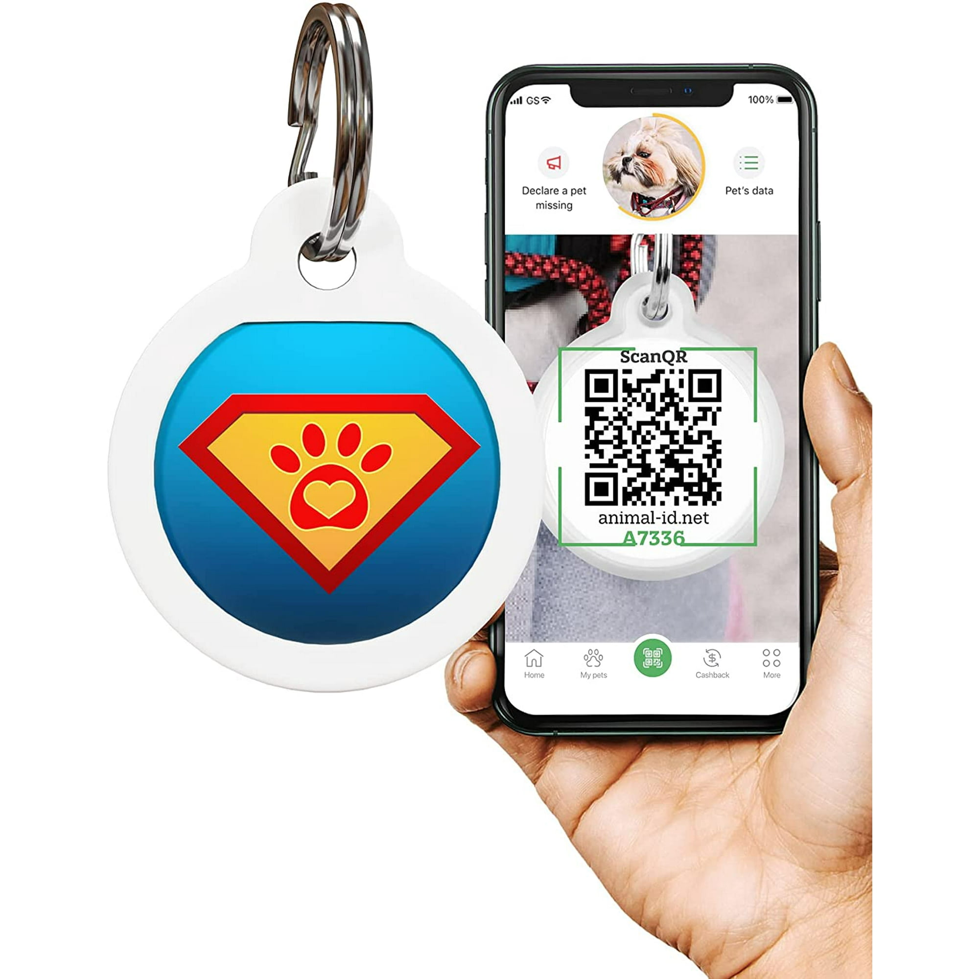 QR Dog Tags for dogs and Cats Small Dog Tag Cat Tag GPS Pet Id Tag Scannable QR Pet Tags for Location Cat Id Tag Dog