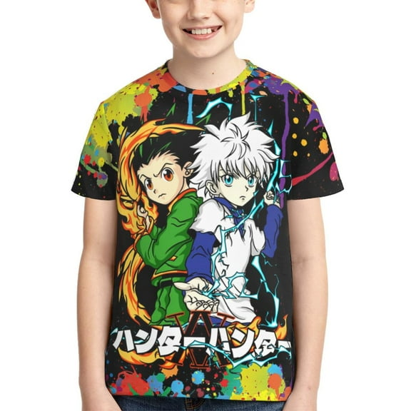 Kids 3D Graphic Hunter X Hunte Gon Killua T-Shirts, Novelty Shirts Crewneck Short Sleeve Tees for Youth Boys Girls