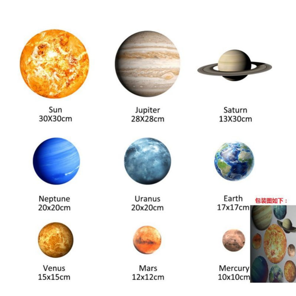 Wall Stickers Solar System Wall Mural Glowing Planets Wall Decals for Kids Bedroom Living Room