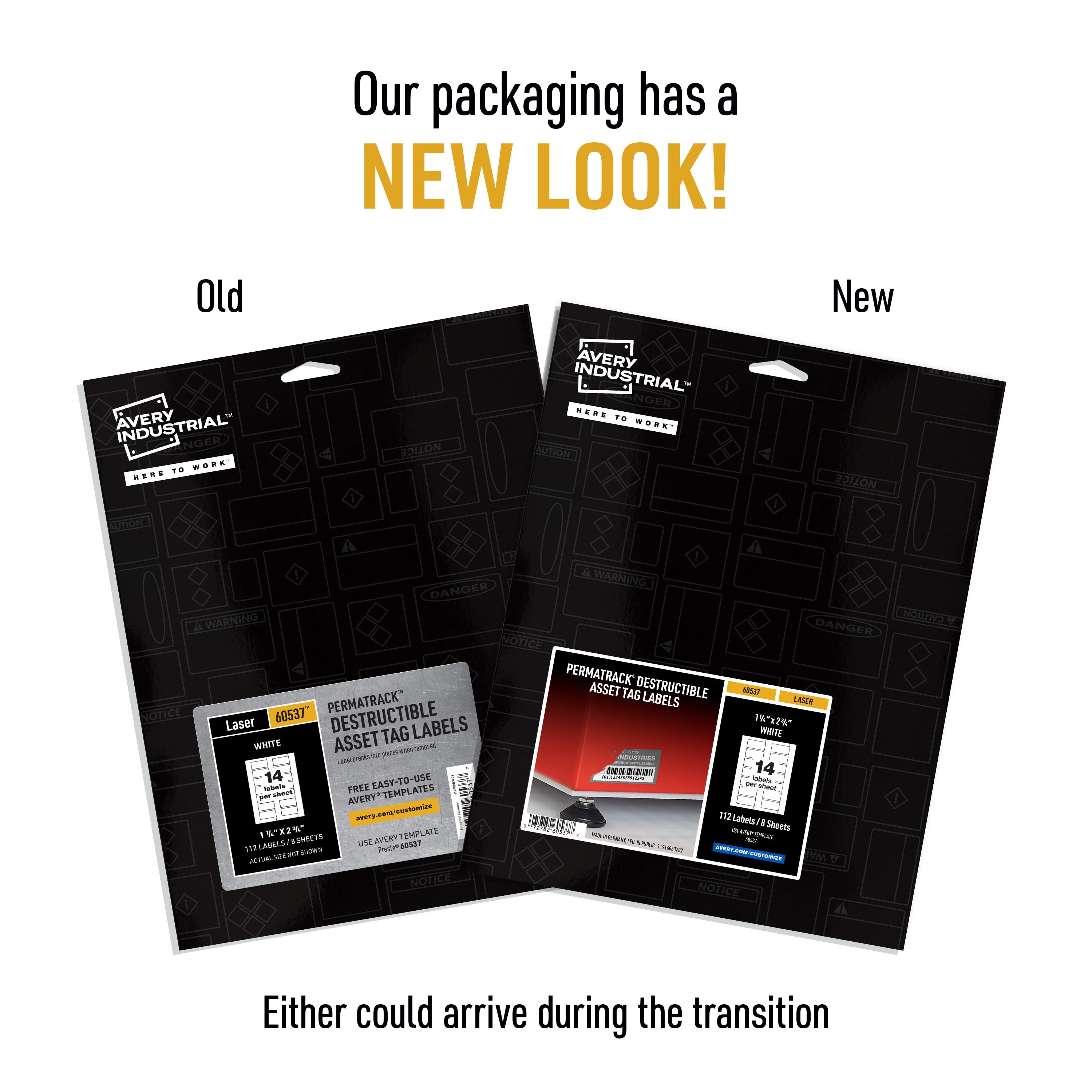Avery PermaTrack Destructible Asset Tag Labels, 1-1/4" x 2-3/4", 112 Asset Tags (60537)