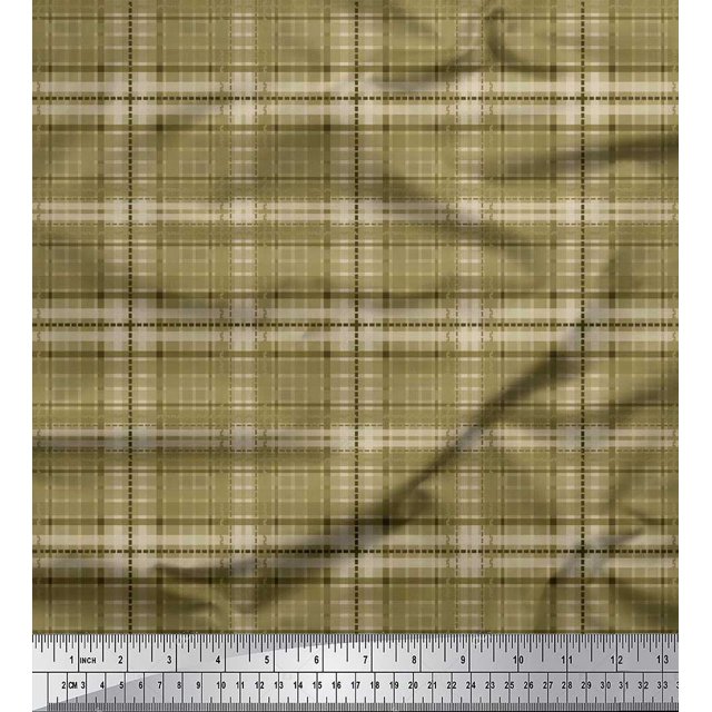 Soimoi Moss Georgette Fabric Plaid Check Fabric Prints by Yard 42 Inch Wide