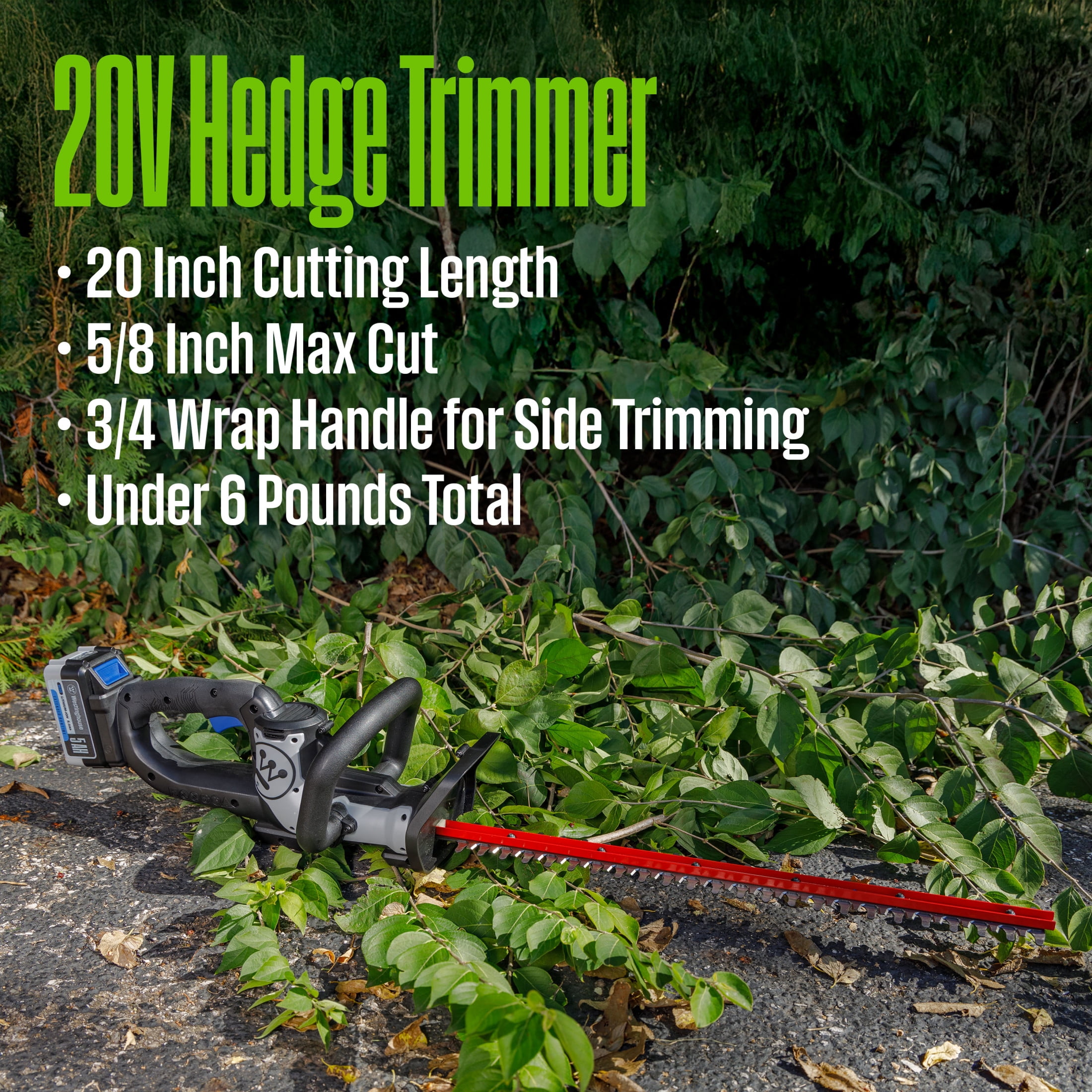 Westinghouse 20V Cordless Leaf Blower, 350 CFM, 110 MPH + 22" Cordless Hedge Trimmer, Dual-Action Steel Blades + 2-in-1 Cordless String Trimmer & Edger, 12" Cutting Path with 4.0Ah Battery & Charger