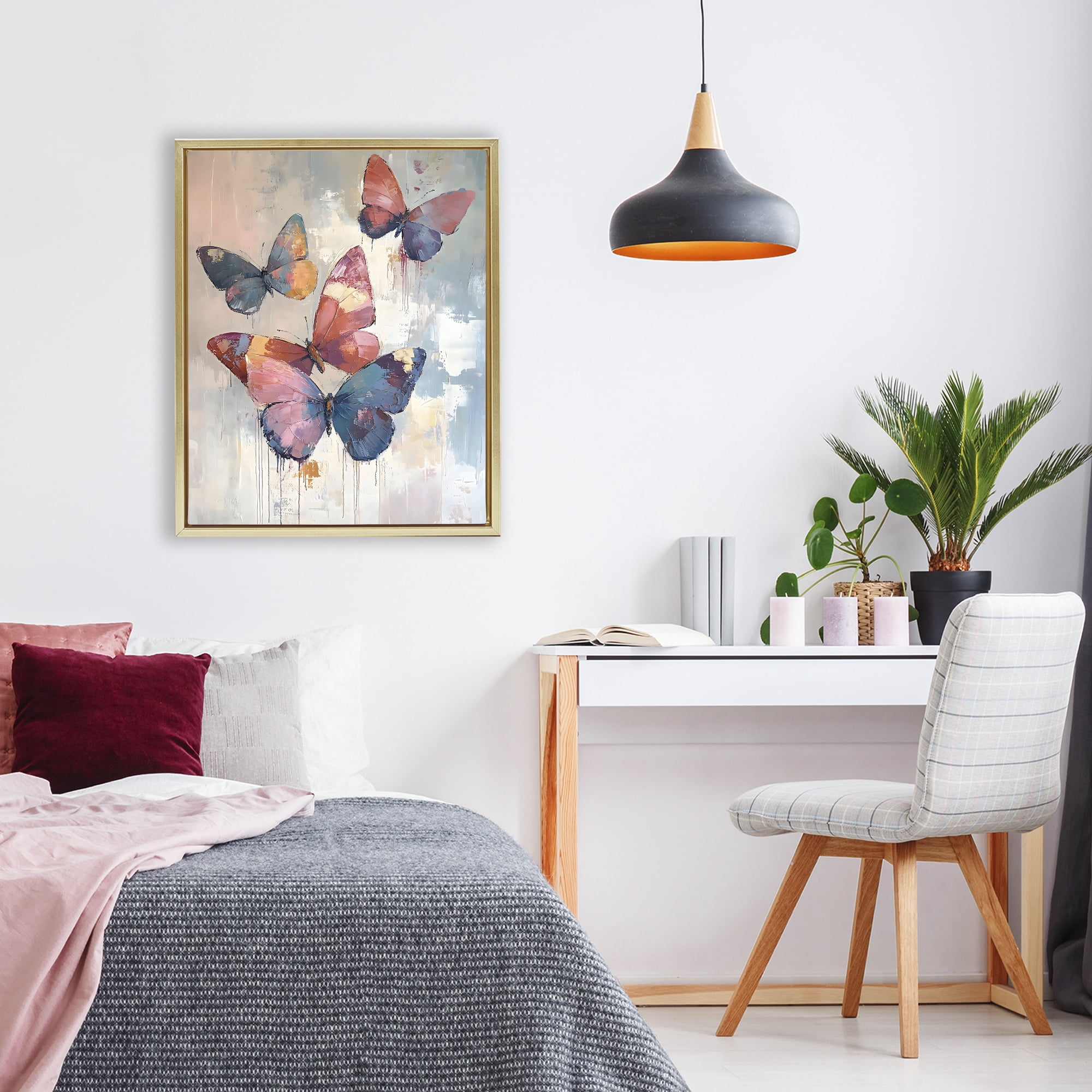 Stupell Industries Butterfly Beauty in Flight Gold Framed Floater Canvas Wall Art, design by Creative Studio