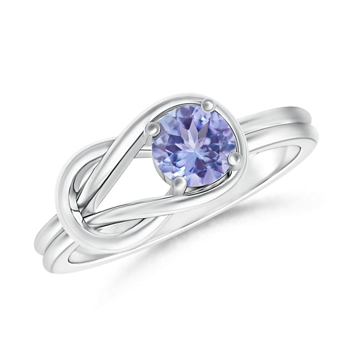 Solitaire Tanzanite Bypass Promise Ring with Diamond Accents 4mm Tanzanite