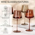 thumbnail image 3 of Brown Wine Glasses Set of 6-18oz【Hand Blown】 Crystal Amber Stemmed Venus Wine Glasses-Brown Wine Glass set for Fall Autumn Winter Wine Dinner, 3 of 5