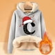 thumbnail image 2 of WILLBEST Sudaderas para Mujer, Sudadera con Capucha Estampada con Letras Navideñas, Lana Gruesa, Cálida para Invierno, Estilo Pullover, Sudadera de Moda XX-Grande, 2 of 4