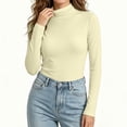 thumbnail image 4 of XRoczxe Women's Turtleneck Long Sleeve Shirt, Soft Stretchy Slim Fit Mock Neck Top, Casual Basic Solid Color Tee for Fall Winter Layering & Daily Wear, 4 of 9