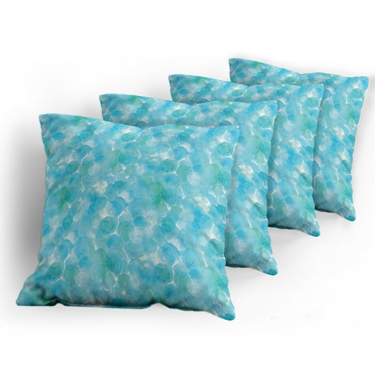 Ambesonne Teal Throw Pillow Cover Pack, Abstract Watercolor Art