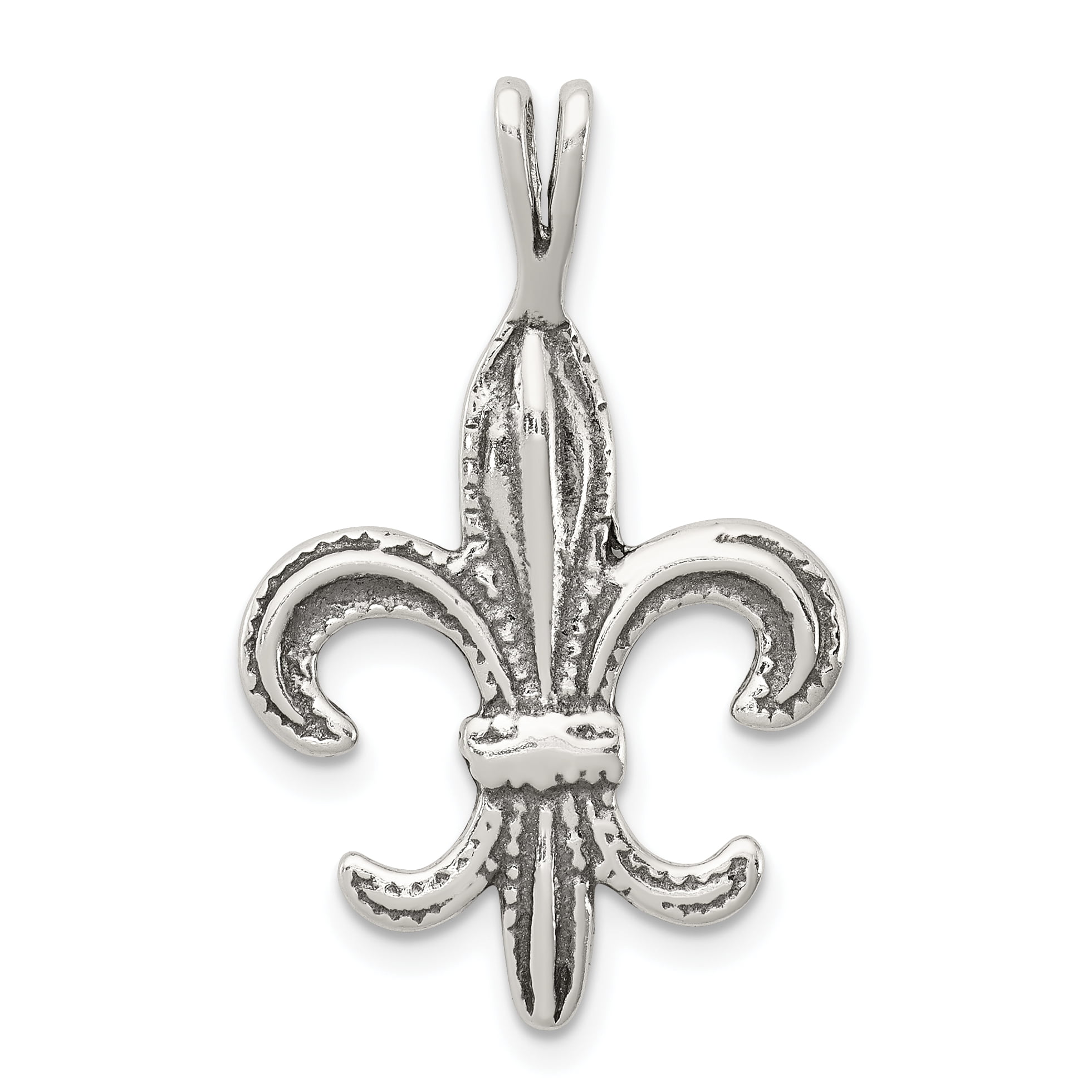 Fine Sterling Silver Fleur-de-Lis Charm Pendant Necklace