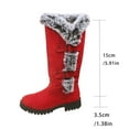 thumbnail image 4 of Hinvhai Women's Winter Fleece Snow Boots Waterproof Mid Calf Suede Buckle Slip On Platform Wide Warm Snow Boot Red 9.5(43), 4 of 9