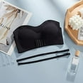 thumbnail image 4 of Sujetador de elevación con hebilla frontal sin tirantes de lencería para mujer, sujetador bandeau push up invisible antideslizante - Negro, 4 of 6