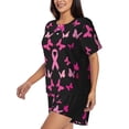 thumbnail image 2 of Kdxio Breast Cancer Print Pajamas Sets for Women Short-Sleeved Pjs with Lounge Shorts Two Piece Sleepwear S-4XL, 2 of 5