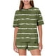 thumbnail image 1 of Pijama informal holgado con estampado de cuello redondo y manga corta para mujer, de poliéster, 1 of 5