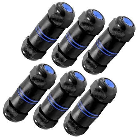 VCELINK Waterproof RJ45 Coupler Short Profile, Cat6/Cat5E/Cat5 Waterproof Ethernet Connector Shielded IP67, 6-Pack, Black