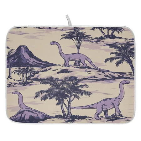 

Dinosaur Pattern Dish Drying Mat for Kitchen Quick Drying Absorbent Soft Durable 16 x 18