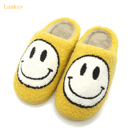 

Smiley Face Slippers for Women Men Anti-Slip Soft Plush Comfy Indoor Slippers US 10-11 (44-45)