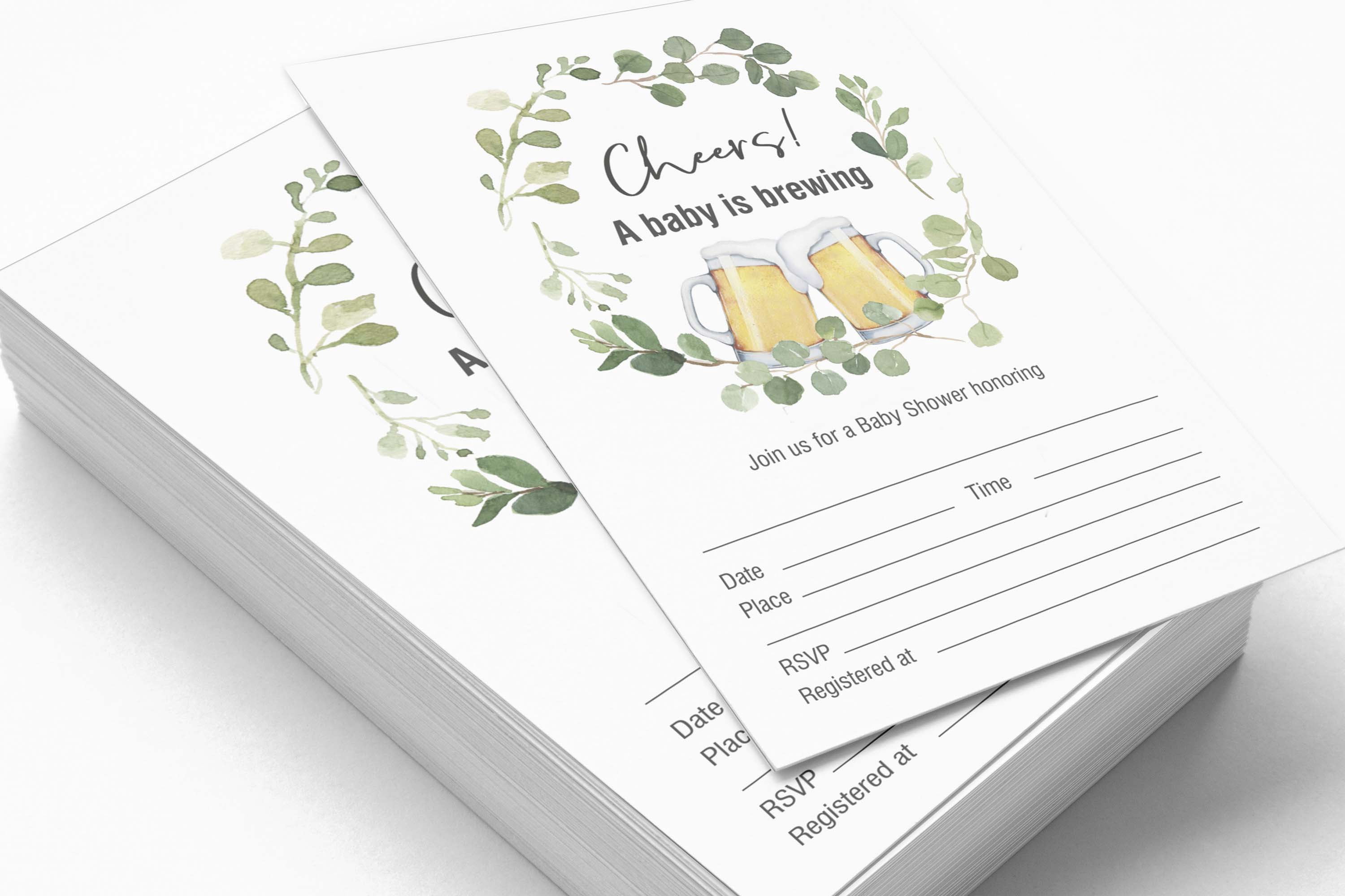 Inkdotpot 30A Baby is Brewing Gender Neutral Baby Shower Invitation Cards Cheers Fill In Blank Invites