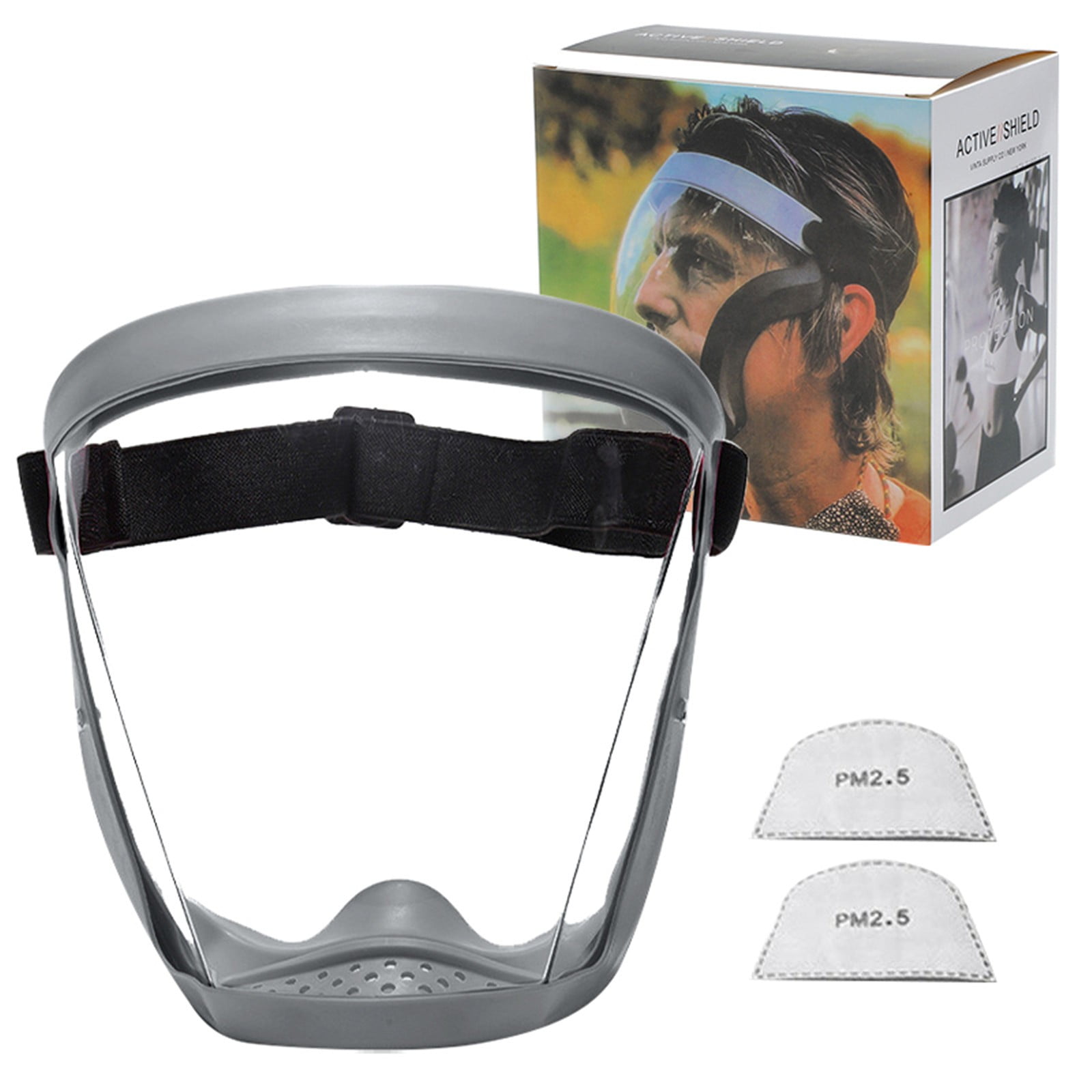 LYINGF Anti Fog Mask,Adult Clear Face Shield,Plastic Face Mask ,Full Face Shield for Yard Work & Woodworking,Wide View Clear Visor with Anti-Fog Coating,Breathable Bottom Design,Adjustable Headband