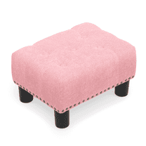OSM Foot Stool Ottoman, Small Ottoman Foot Rest with Legs, Rectangle Foolstool Ottomans for Couch, Ottoman Foot Stools for Living Room Entryway (Pink)