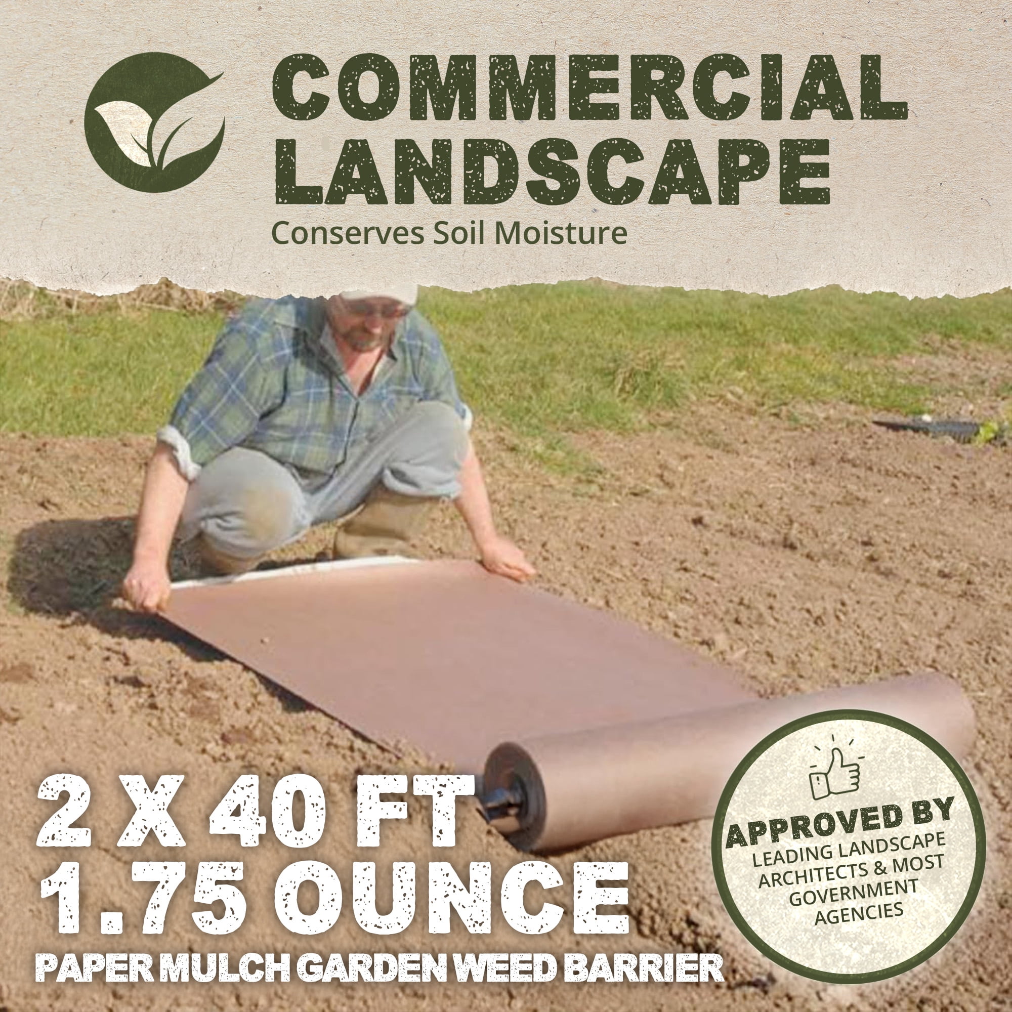 DeWitt Garden Weed Barrier Natural Paper Mulch, Organic Ground Cover Mat, 2 x 40 Feet
