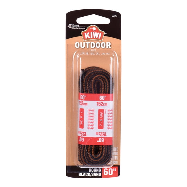Pack de 2 cordones para botas Kiwi Outdoor, 152 cm, color negro y arena