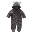 thumbnail image 5 of Winter Warm Newborn Baby Boy Girl Fleece Jumpsuit Hooded Romper Coat Outwear Grey 3-6 Months, 5 of 9