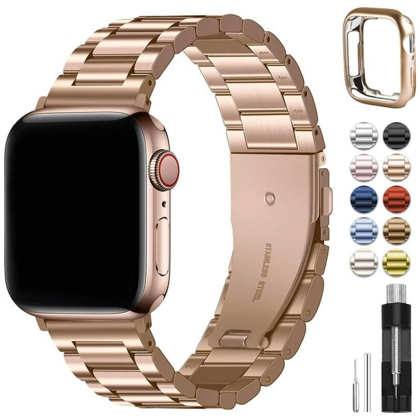 Correa de Acero Inoxidable Fullmosa Rose Gold Compatible con Apple Watch Series 1-10, Ultra, SE
