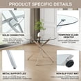 thumbnail image 5 of Sumdeal 47" Modern Round Clear Glass Dining Table Set for 4, Chrome Silver Table & 4 Beige Velvet Dining Chairs with Brushed Silver Legs, 5 of 9