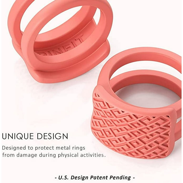 Rinfit Wedding Ring Protector for Working Out - Silicone Rubber Ring Cover Protector Set of Two: 4mm and 9mm, Adult Unisex, Pink