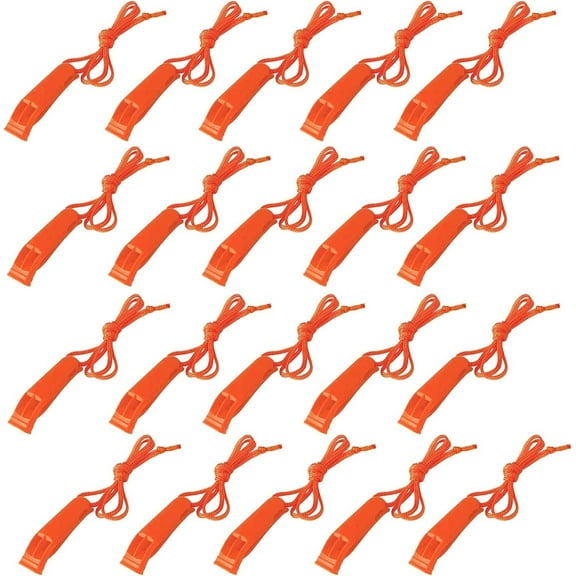 Rescue Whistle 20Pack High Visibility Orange Emergency Survival Signaling Device