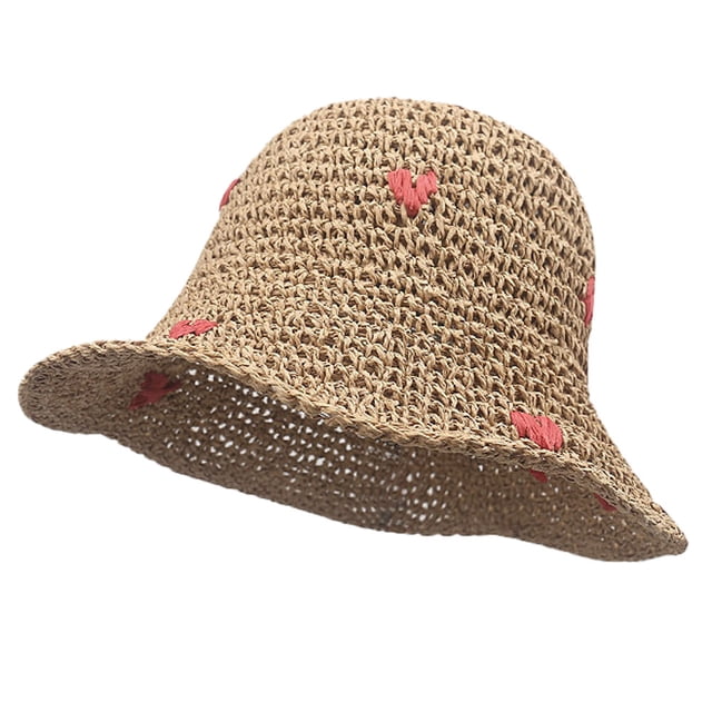 Sombrero de pescador con protección solar para mujer, sombrero de paja para playa, verano, 56-58 cm de circunferencia de la cabeza