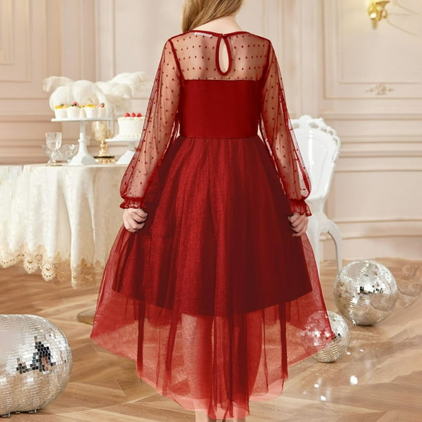 Odeerbi Kids Girls Tiered Tulle Princess Dresses Evening Gowns Cute Formal  Dress Long Sleeve Mesh Party Dress Kids Girls Clothes - Walmart Business  Supplies