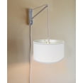 thumbnail image 2 of MAST Plug-In Wall Mount Pendant, 2 Light White Cord/Arm with Diffuser, White Linen Shade 18x18x10, 2 of 7