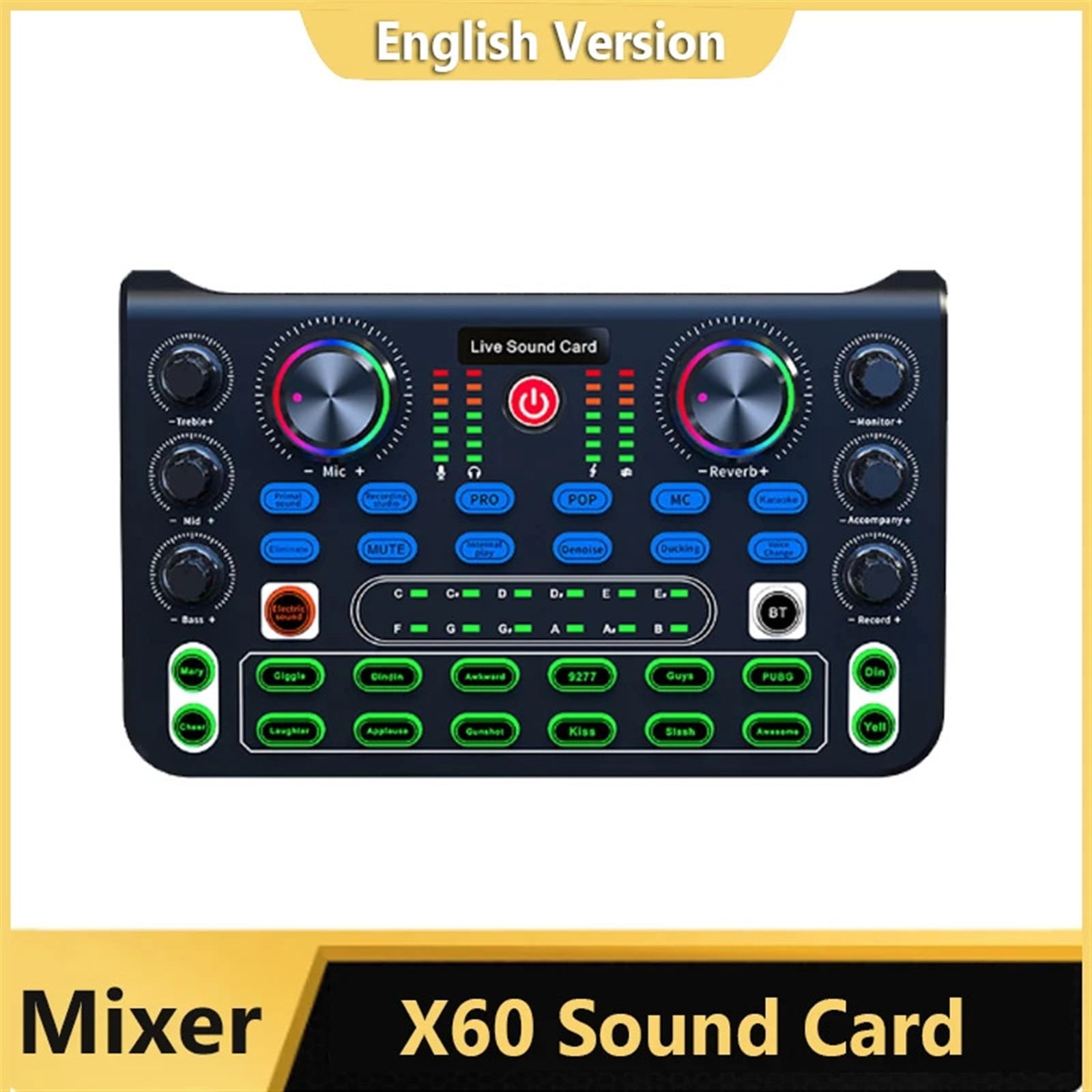 X60 Sound Card English Version Professional Sound Cards Aud-io Mixer For Broadcast KTV Singing Live Sound Mixers ,Precision Control