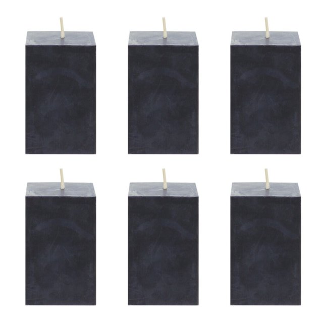 Vela de pilar de 2" x 3" hecha a mano, sin plomo, de combustión prolongada, sin aroma, color negro, 6 unidades