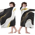 thumbnail image 4 of Black and Gold Marble Layered Waves Pattern Hooded Bath Towel，50"x30" for Ages 3 To 12 Kids, Quick Dry Lightweight Soft Microfiber Hood Beach Towel Cover Up for Kids, 4 of 7