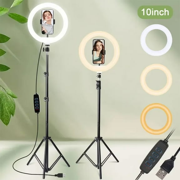 UEGOGO 10" LED Ring Light W/63" Tripod & Phone Holder - Portable for Live Stream, YouTube, TikTok Videos