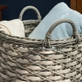thumbnail image 2 of Round Resin Woven Wicker Storage Basket with Handles, 2 of 7