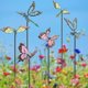 thumbnail image 1 of 6 Piezas Estacas De Jardín De Metal De Mariposa Estacas De Mariposa De Colibrí De Libélula De 34 Pulgadas Decoración De Estacas De Jardín De Mariposa Arte De Patio De Metal Que Brilla En La Oscuridad, 1 of 5