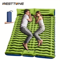 Double Sleeping Pad - Self Inflating 4" Extra-Thick for 2 Person with Pillow Built-in Foot Pump Inflatable Sleeping Mat for Backpacking, Hiking, Traveling, Tent, Portable Camping Mat